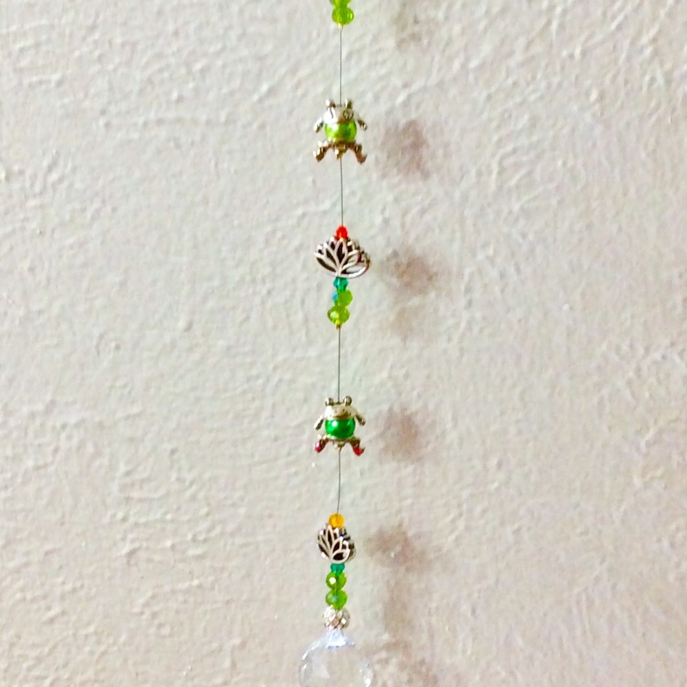 Crystal Prism Rainbow Suncatcher Frogs, Lilies